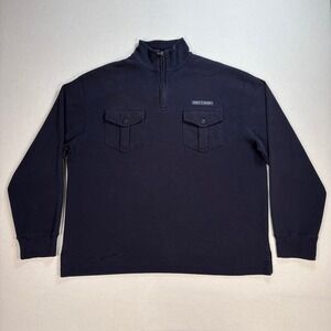 Polo Sport Ralph‎ Lauren 1/4 Zip Men's L Navy Flap Pockets Sweatshirt *STAINS*